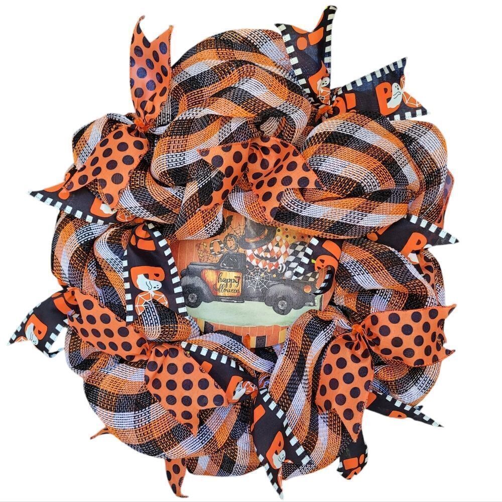 Halloween wreath/ plaid